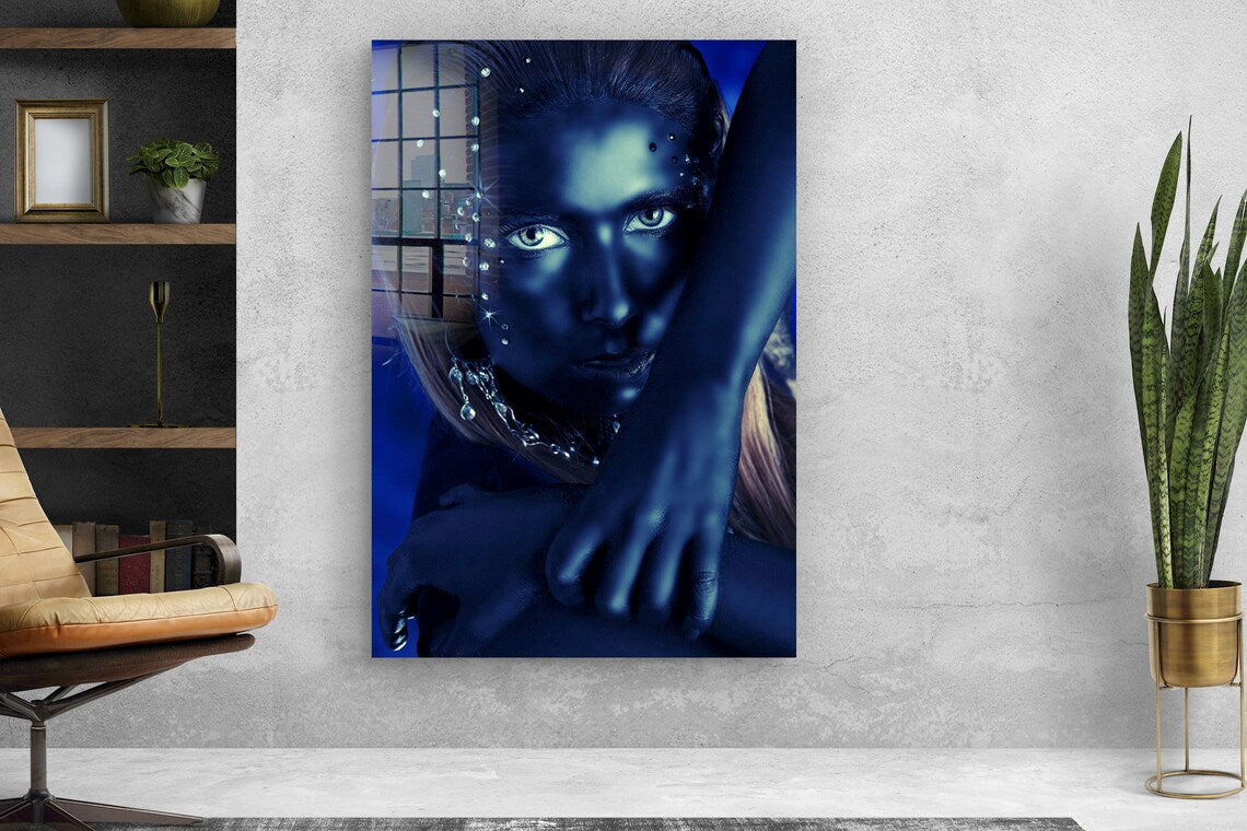 Fashion Blue Woman View UV Direct Aluminum Print Australian Made Quality