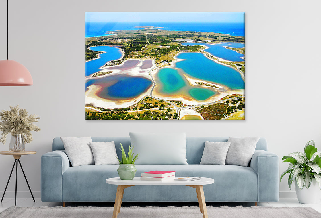Stunning Aerial View Of Salt Lakes, Rottnest Island, Australia  Wall Art Decor 100% Australian Made