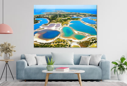 Stunning Aerial View Of Salt Lakes, Rottnest Island, Australia  Wall Art Decor 100% Australian Made