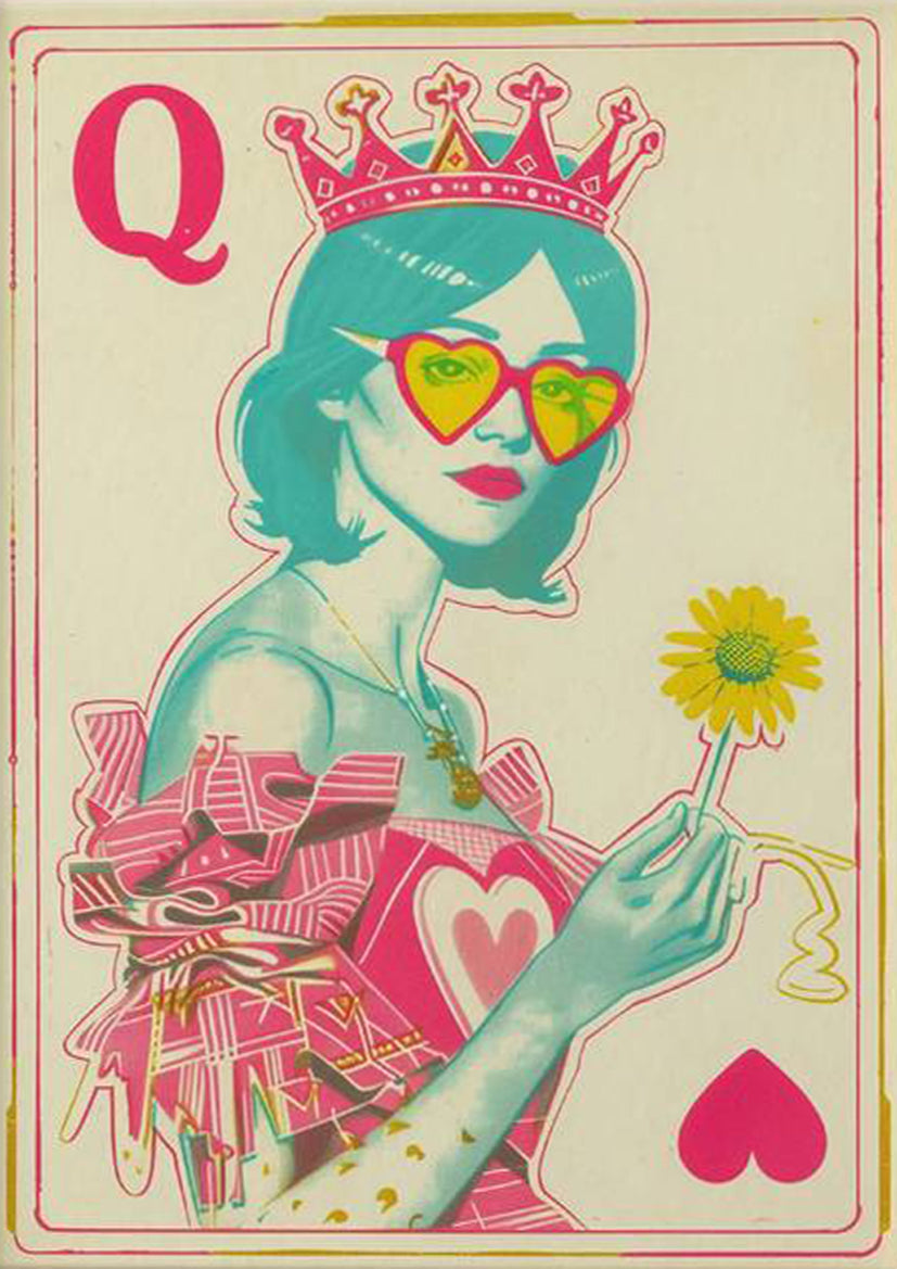 Retro Queen of Hearts with Crowns and Q Symbol Fashion Home Decor Premium Quality Poster Print Choose Your Sizes - Bella Home Decor