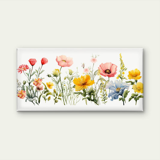 Watercolor Wildflowers Floral Wall Art Canvas Office Home Room Framed 120x60cm