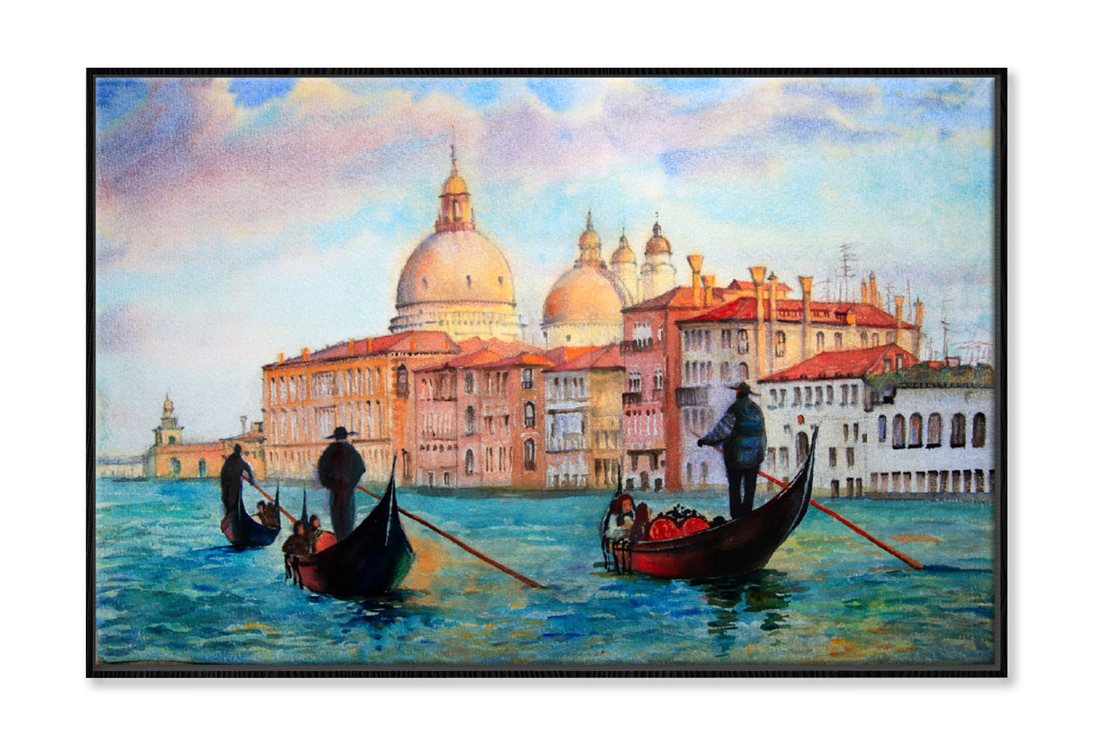 Painting Of Venice Italy Limited Edition High Quality Print Canvas Box Framed Black