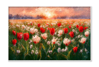 Colorful Drawing of Netherlands Flower Harvest Fields Wall Art Limited Edition High Quality Print