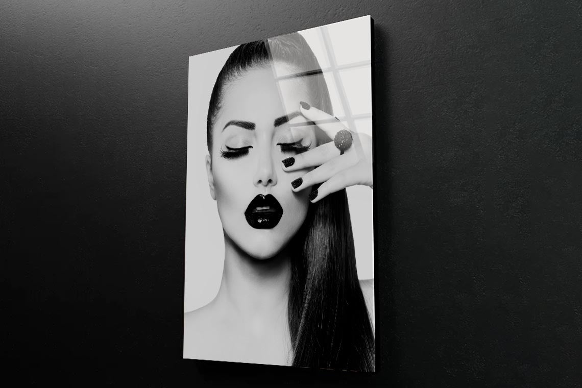 B&W Fashion Girl 3D Design Acrylic Glass Print Tempered Glass Wall Art 100% Made in Australia Ready to Hang