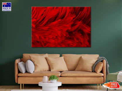 Dark Red Feathers in Close-Up Print 100% Australian Made - Bella Home Decor