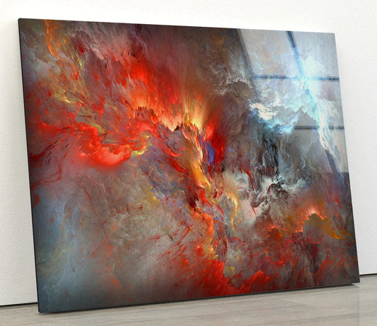 Orange & Grey Abstract UV Direct Aluminum Print Australian Made Quality