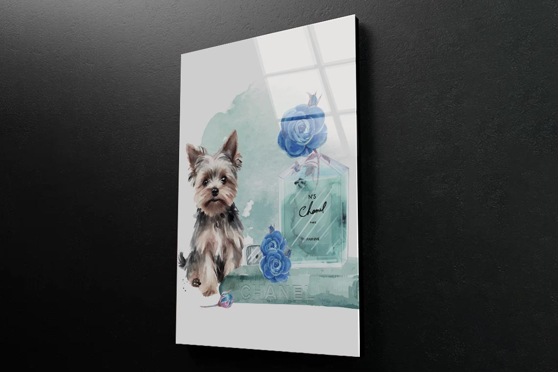 Perfume With Dog and Book set 3D Design Acrylic Glass Print Tempered Glass Wall Art 100% Made in Australia Ready to Hang