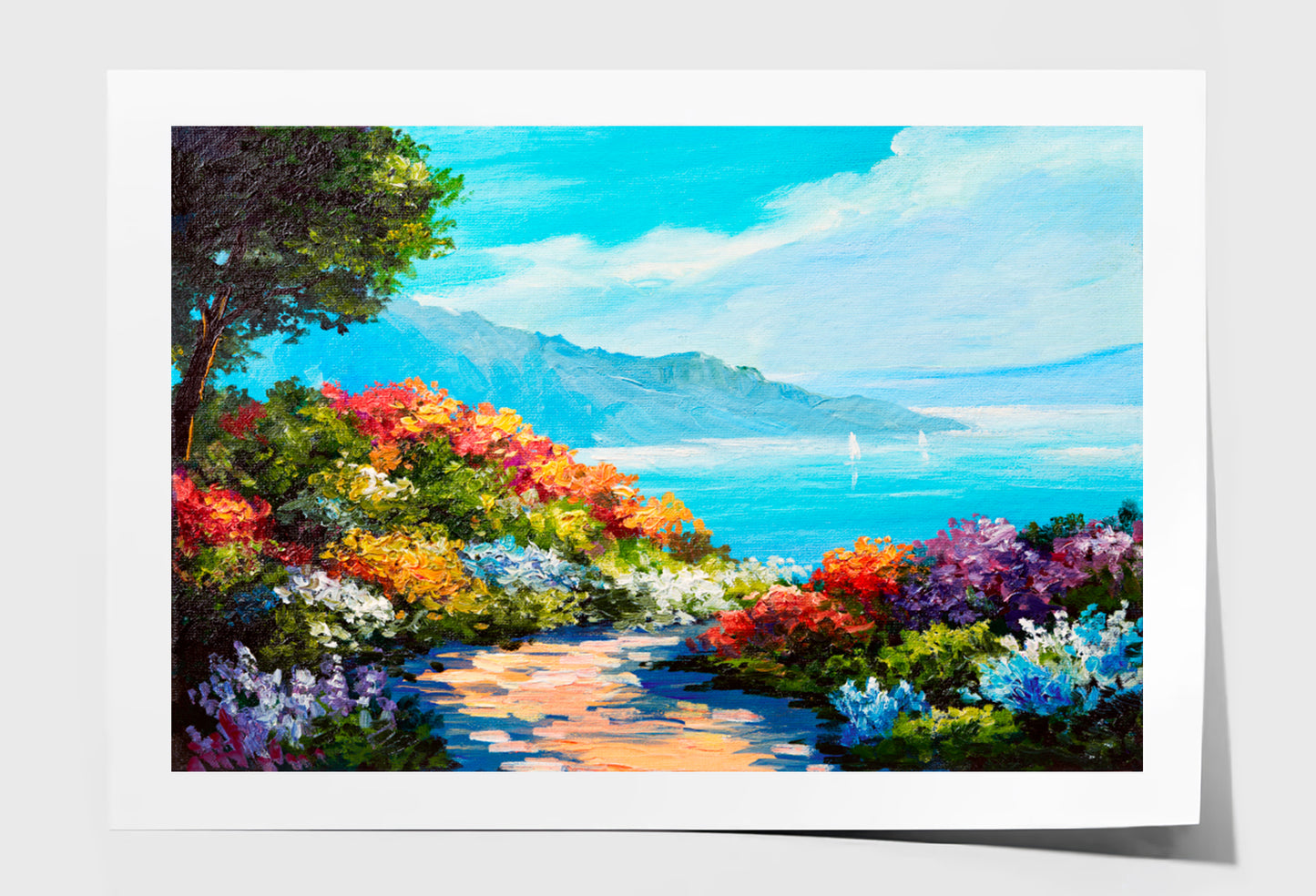 Colorful Flowers, Summer Seascape Oil Painting Limited Edition High Quality Print Unframed Roll Canvas None