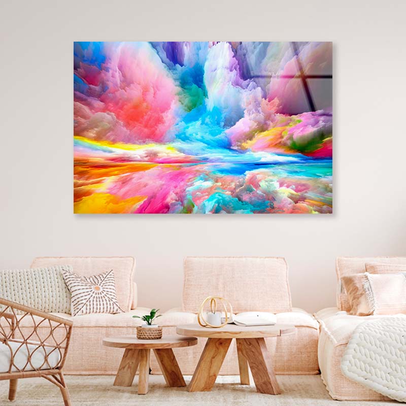 Colorful Clouds Abstract Acrylic Glass Print Tempered Glass Wall Art 100% Made in Australia Ready to Hang