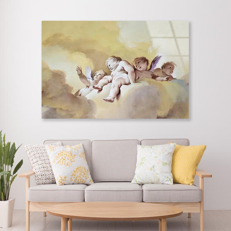 Great Fresco of Some Beautiful Angels Acrylic Glass Print Tempered Glass Wall Art 100% Made in Australia Ready to Hang - Bella Home Decor
