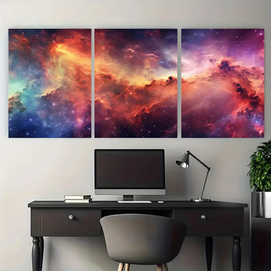 3pcs Vibrant Outer Space for galaxy Metal Print Ready to Hang Art