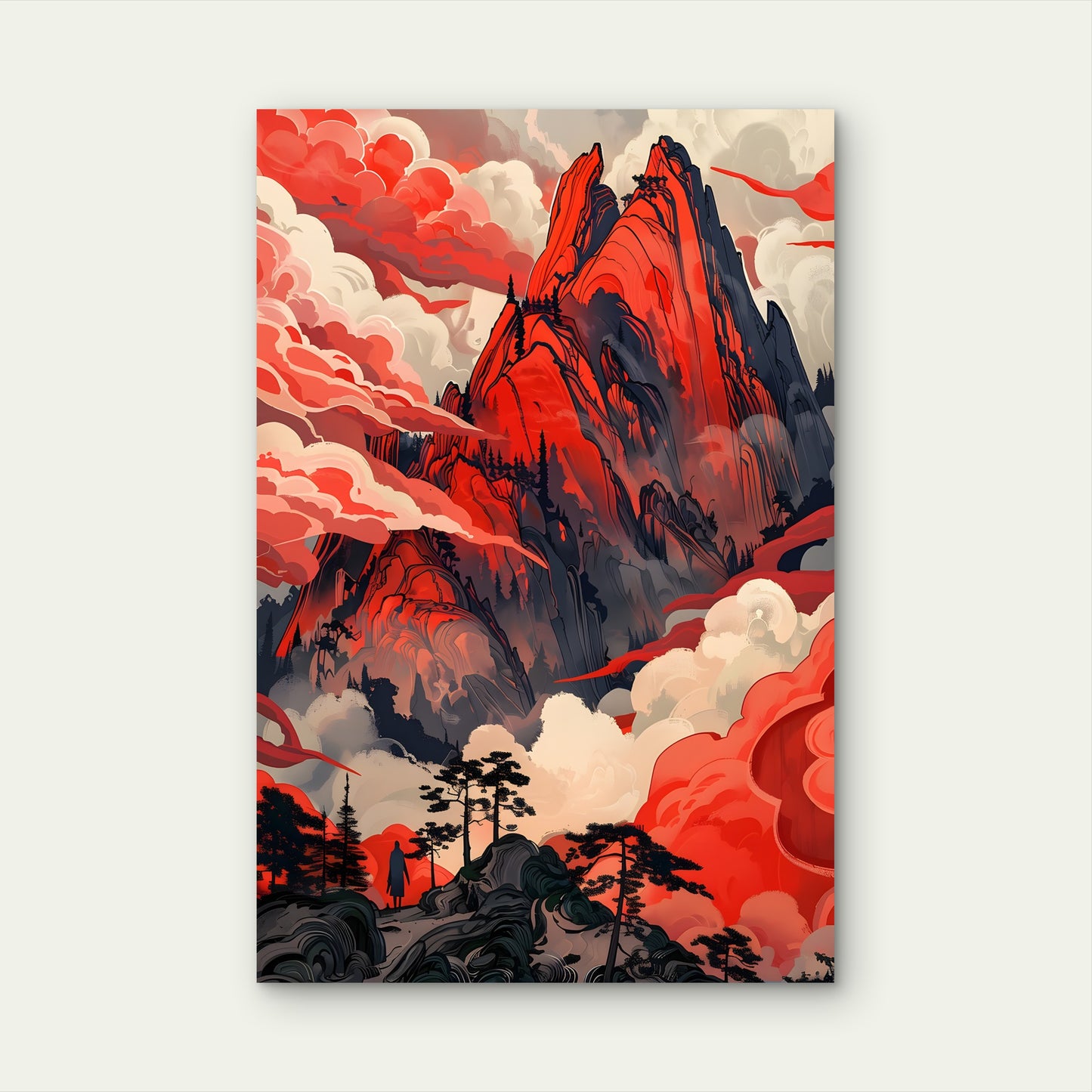 Red Rocky Mountain Clouds Sky 60x90cm Metal Print Ready to Hang