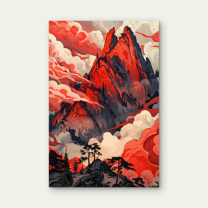 Red Rocky Mountain Clouds Sky 60x90cm Metal Print Ready to Hang