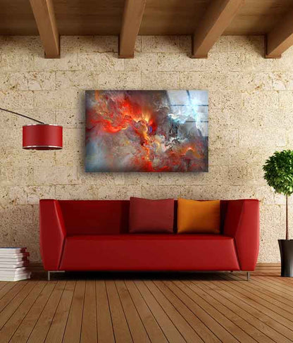 Orange & Grey Abstract UV Direct Aluminum Print Australian Made Quality