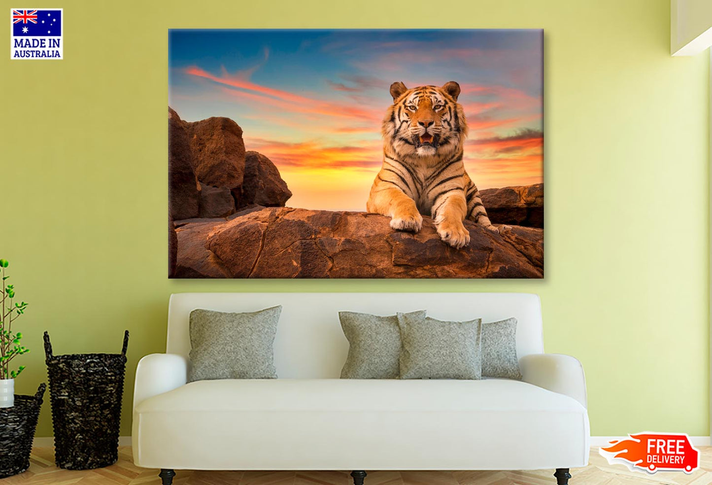 Solitary Adult Bengal Tiger  Wall Art Decor 100% Australian Made