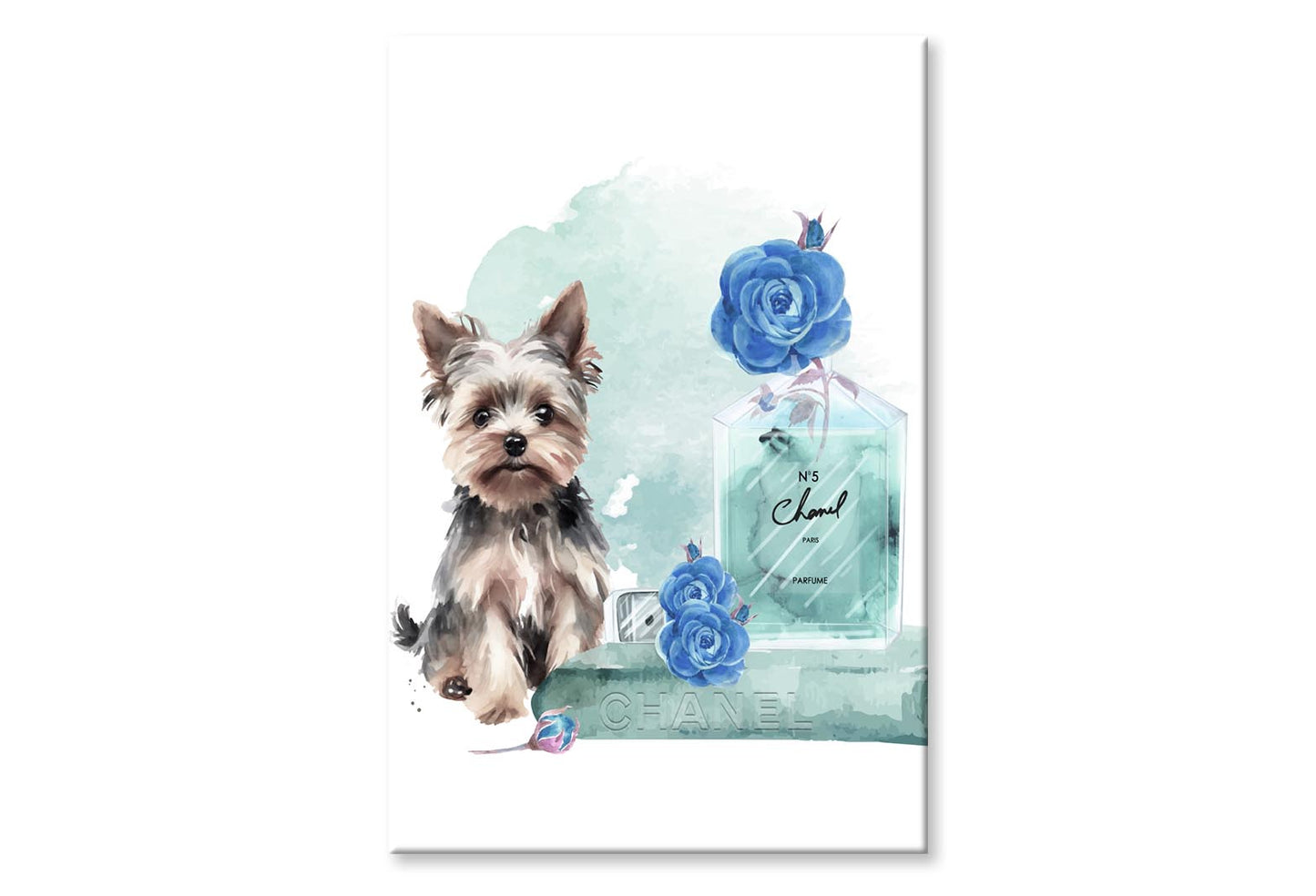 Perfume With Dog and Book set Wall Art Limited Edition High Quality Print Stretched Canvas None