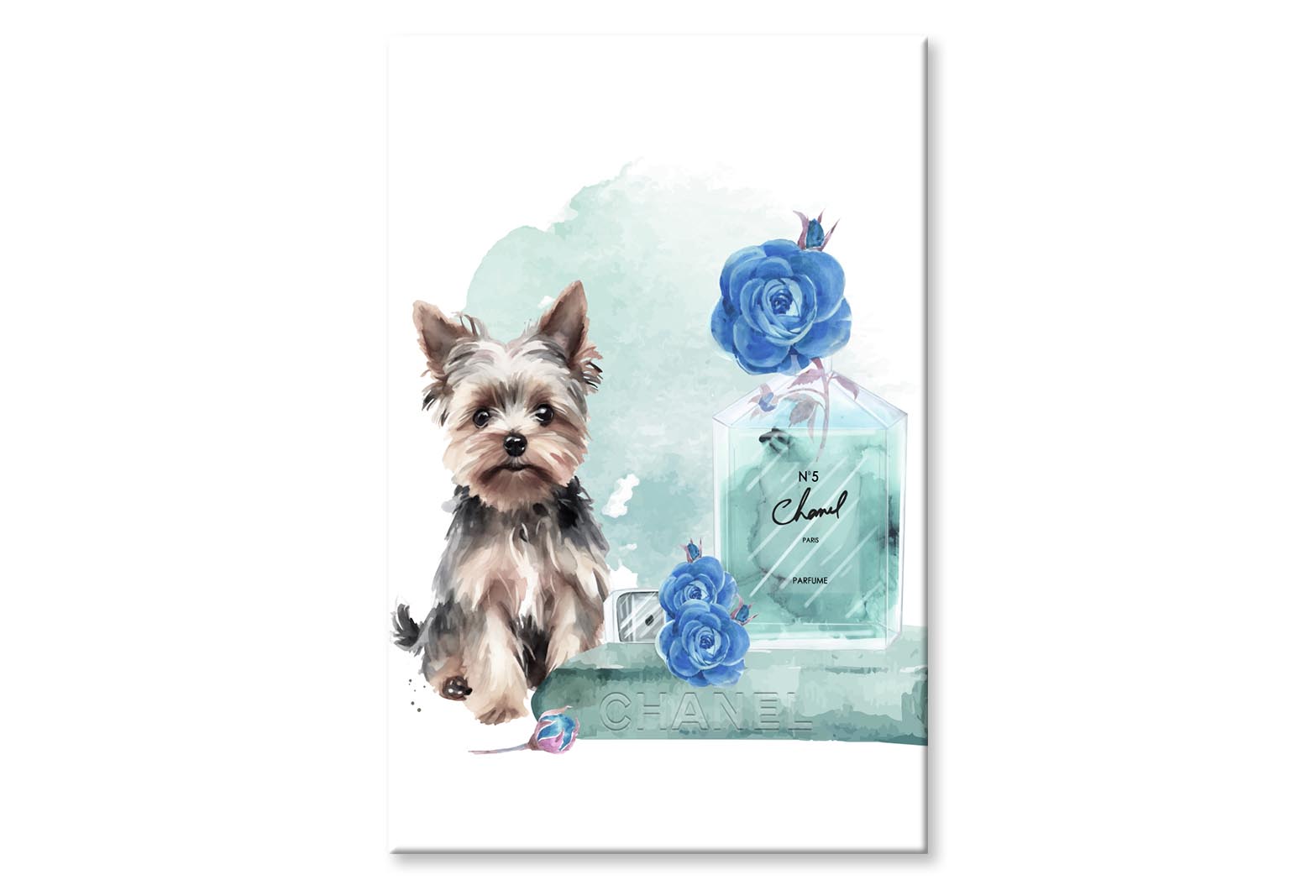 Perfume With Dog and Book set Wall Art Limited Edition High Quality Print Stretched Canvas None