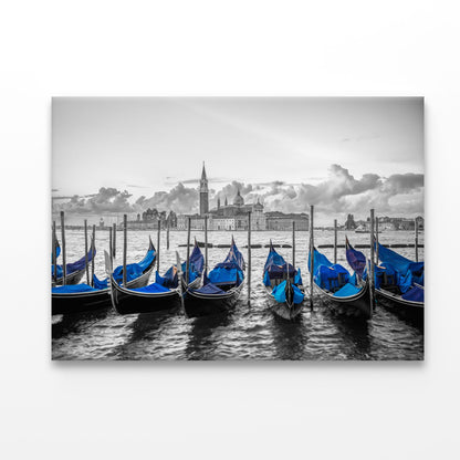 Gondolas Moored by Saint Mark Acrylic Glass Print Tempered Glass Wall Art 100% Made in Australia Ready to Hang