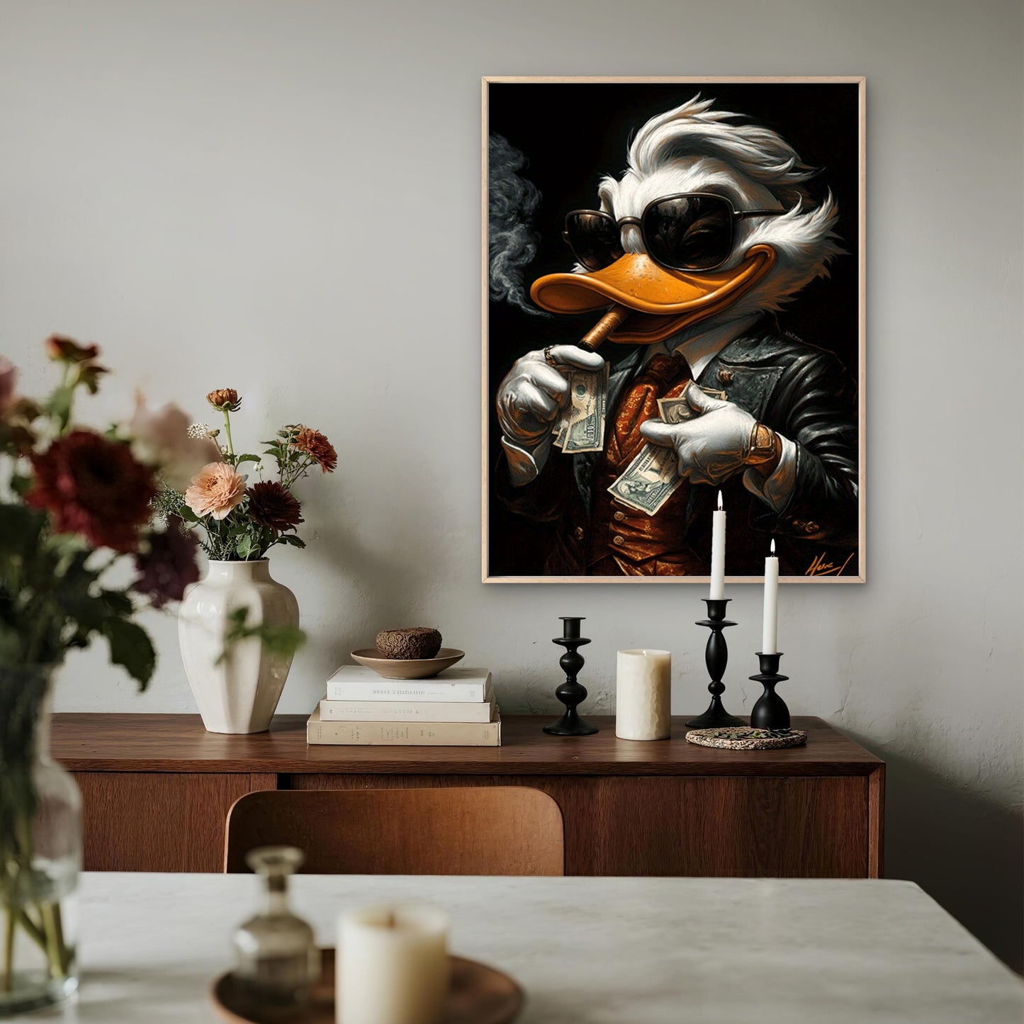 Trendy Duck Holding a Cigar And Money Fashion Home Decor Premium Quality Poster Print Choose Your Sizes - Bella Home Decor