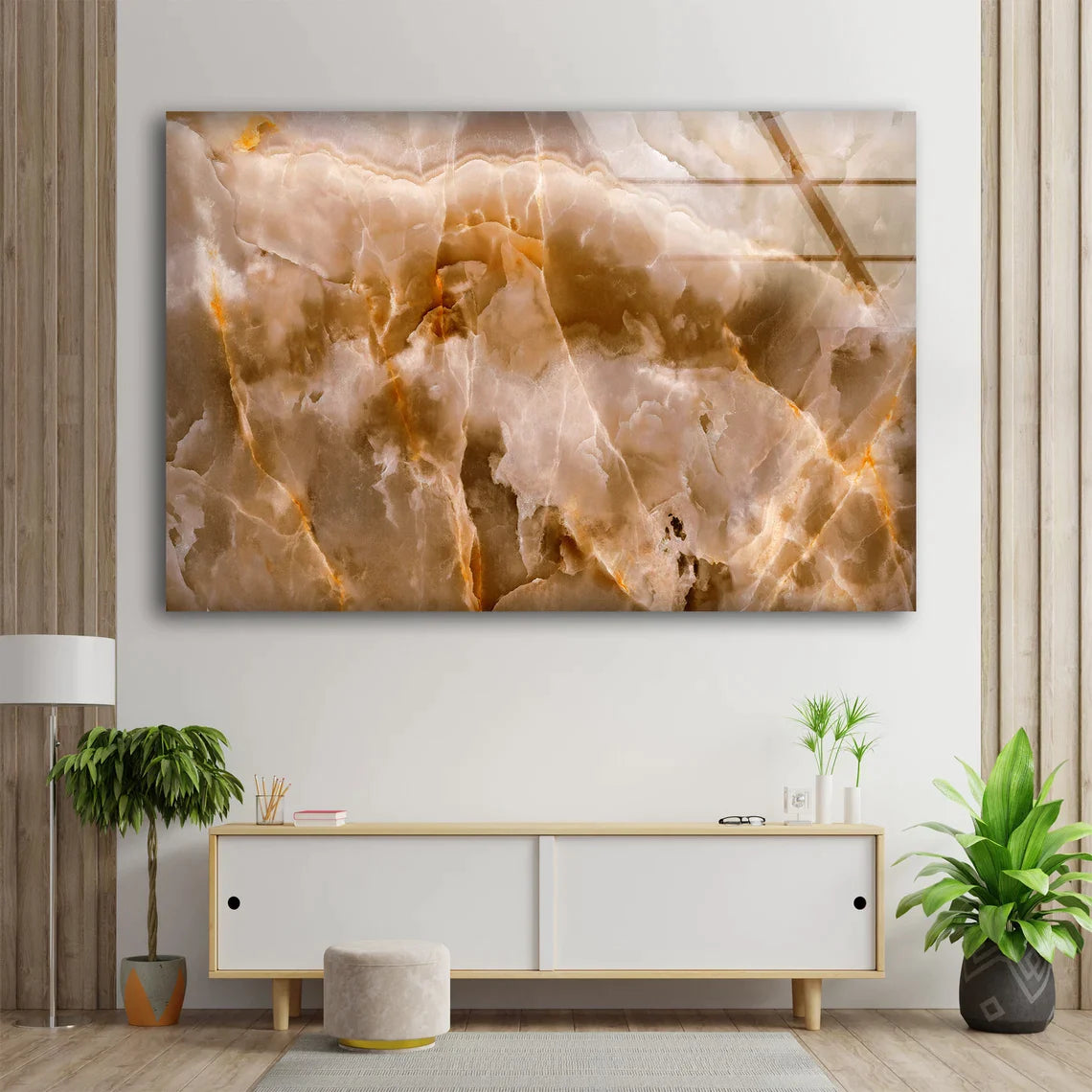 Gold Brown Abstract UV Direct Aluminum Print Australian Made Quality