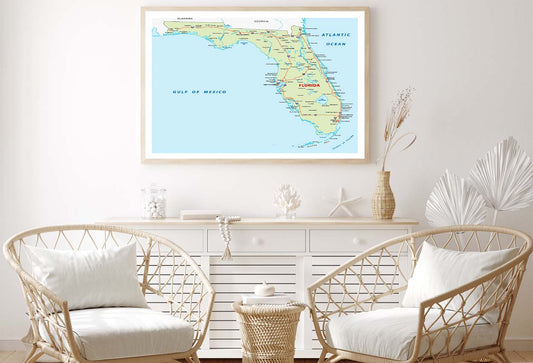 Florida Map Home Decor Premium Quality Poster Print Choose Your Sizes