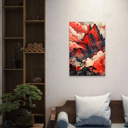 Red Rocky Mountain Clouds Sky 60x90cm Metal Print Ready to Hang