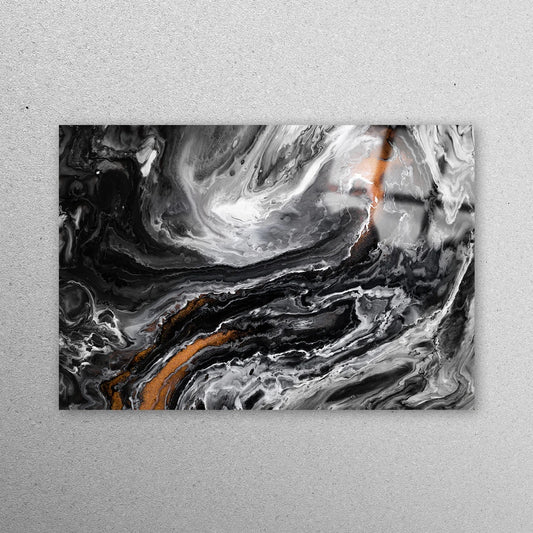 Black & Copper Marble Acrylic Glass Print Tempered Glass Wall Art 100% Made in Australia Ready to Hang