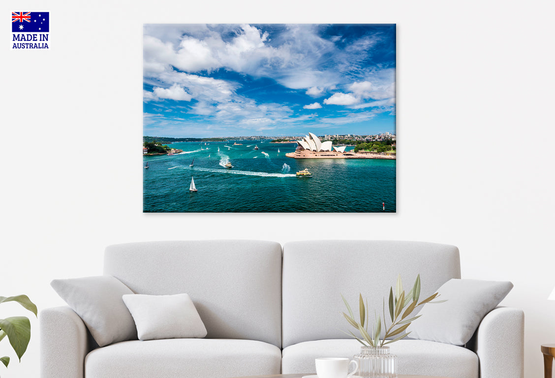 Sydney Cityscape and Yachts in Harbour Wall Art Decor 100% Australian Made