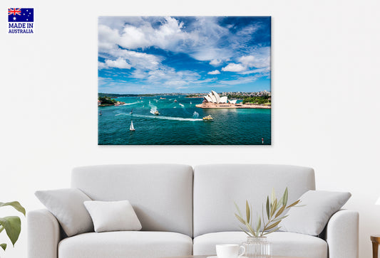 Sydney Cityscape and Yachts in Harbour Wall Art Decor 100% Australian Made
