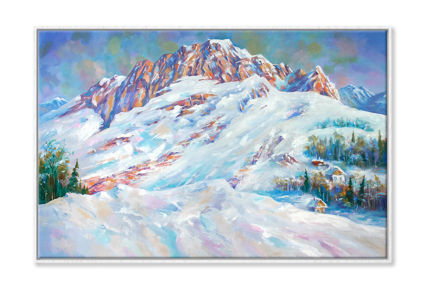 Snow Drifts At The Foot Of Mount Fisht Landscape Oil Painting Limited Edition High Quality Print Canvas Box Framed White