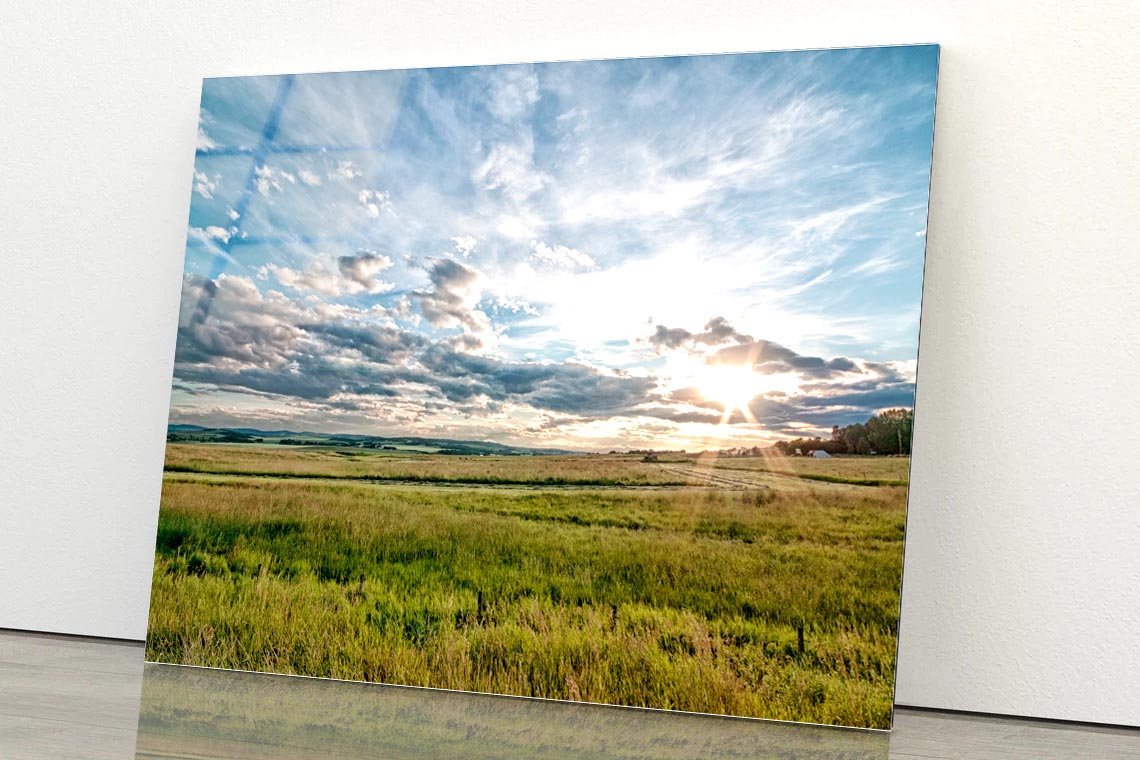 Dusk on the Prairie Acrylic Glass Print Tempered Glass Wall Art 100% Made in Australia Ready to Hang