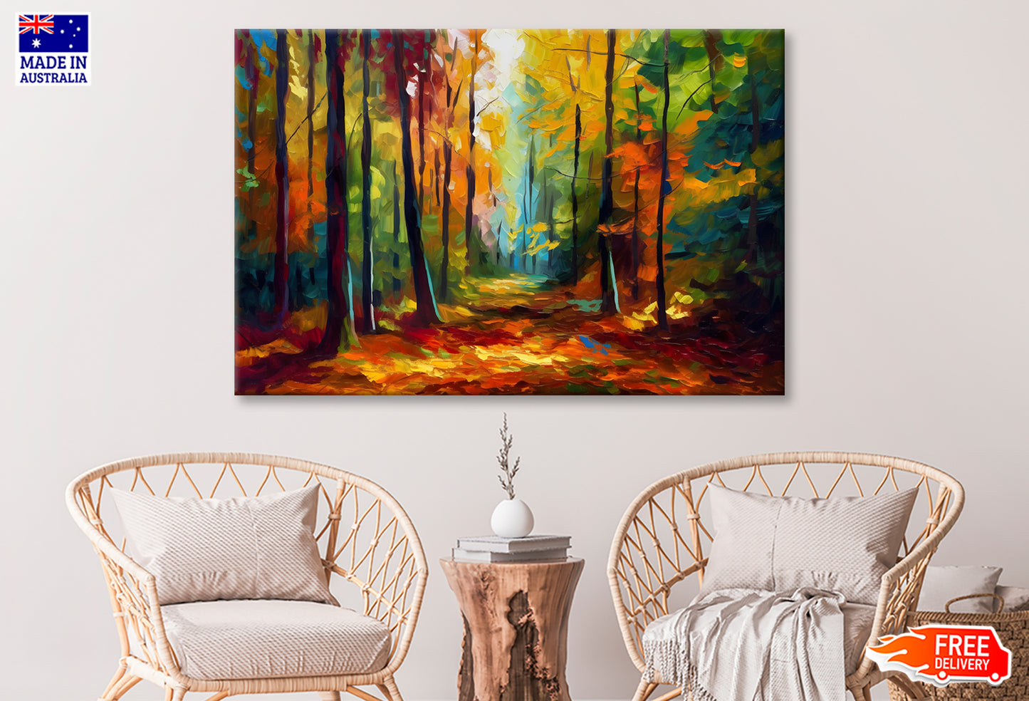 Autumn Tree Forest Path Oil Painting Wall Art Limited Edition High Quality Print