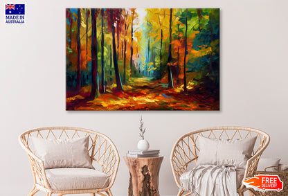 Autumn Tree Forest Path Oil Painting Wall Art Limited Edition High Quality Print