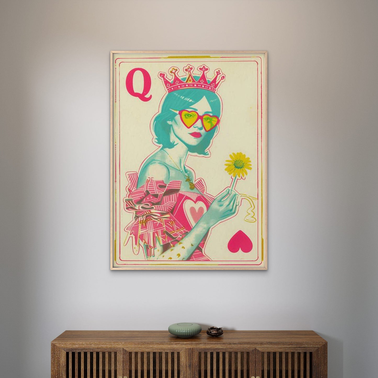 Retro Queen of Hearts with Crowns and Q Symbol Fashion Home Decor Premium Quality Poster Print Choose Your Sizes - Bella Home Decor
