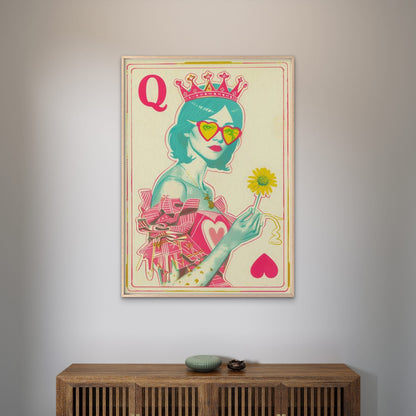 Retro Queen of Hearts with Crowns and Q Symbol Fashion Home Decor Premium Quality Poster Print Choose Your Sizes - Bella Home Decor