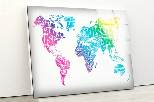 World Map Digital Art UV Direct Aluminum Print Australian Made Quality