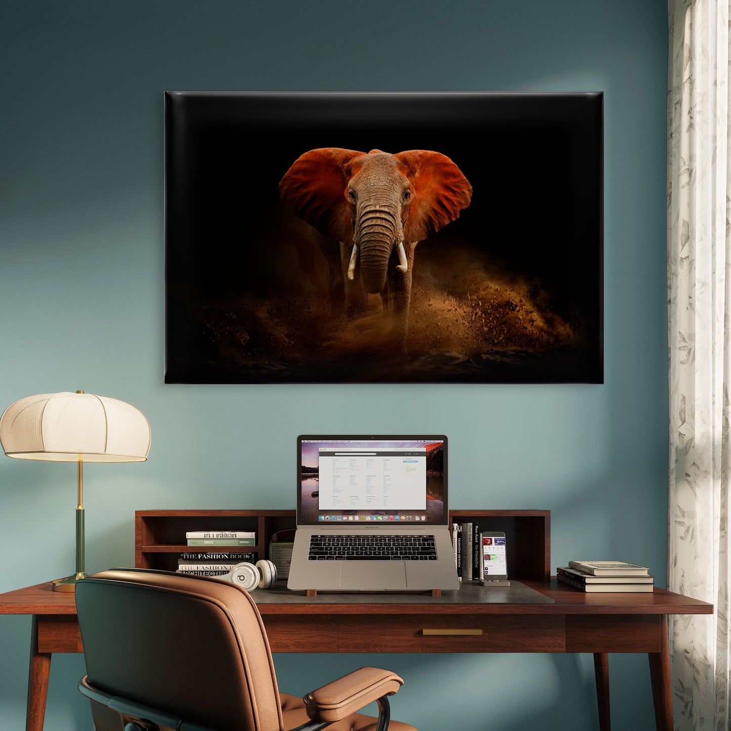 African Elephant Dust Portrait Wildlife Wall Art Decor 100% Australian Made
