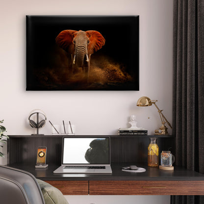 African Elephant Dust Portrait Wildlife Wall Art Decor 100% Australian Made
