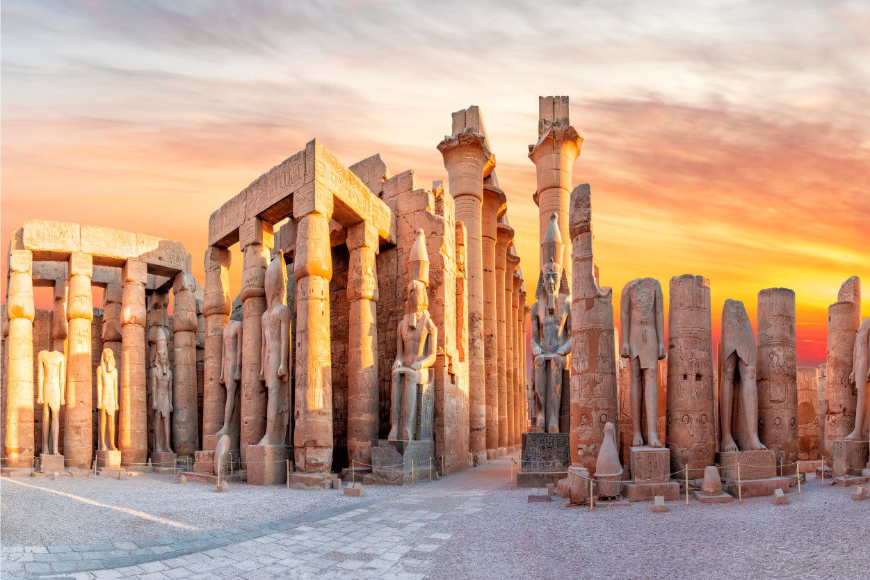 Golden Sunset Glowing Over The Historic Luxor Temple Egypt Wall Art Decor 100% Australian Made