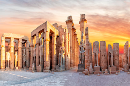 Golden Sunset Glowing Over The Historic Luxor Temple Egypt Wall Art Decor 100% Australian Made