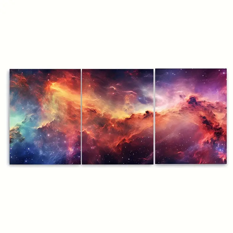 3pcs Vibrant Outer Space for galaxy Metal Print Ready to Hang Art