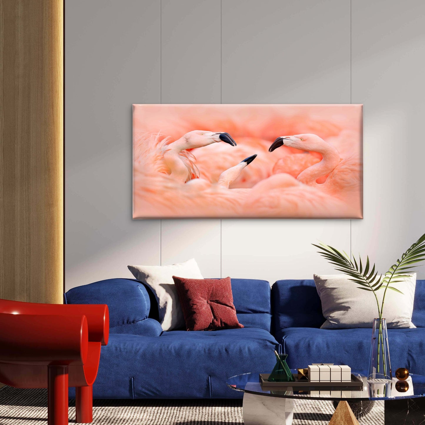 Elegant Of Pink Flamingos Wall Art Canvas Office Home Room Framed 120x60cm