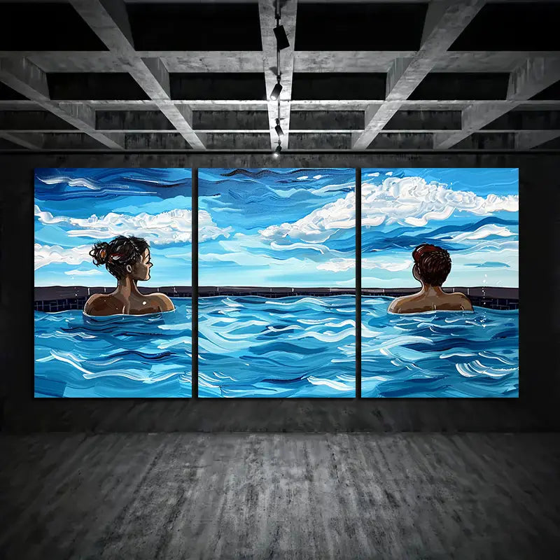 3pcs Swimming Pool Metal Print Ready to Hang Art