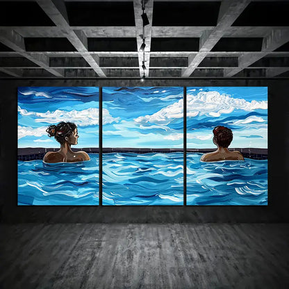 3pcs Swimming Pool Metal Print Ready to Hang Art
