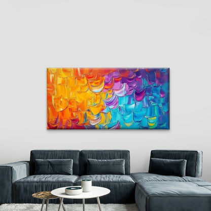 Vibrant Abstract Brushstroke Wall Art Canvas Office Home Room Framed 120x60cm - Bella Home Decor