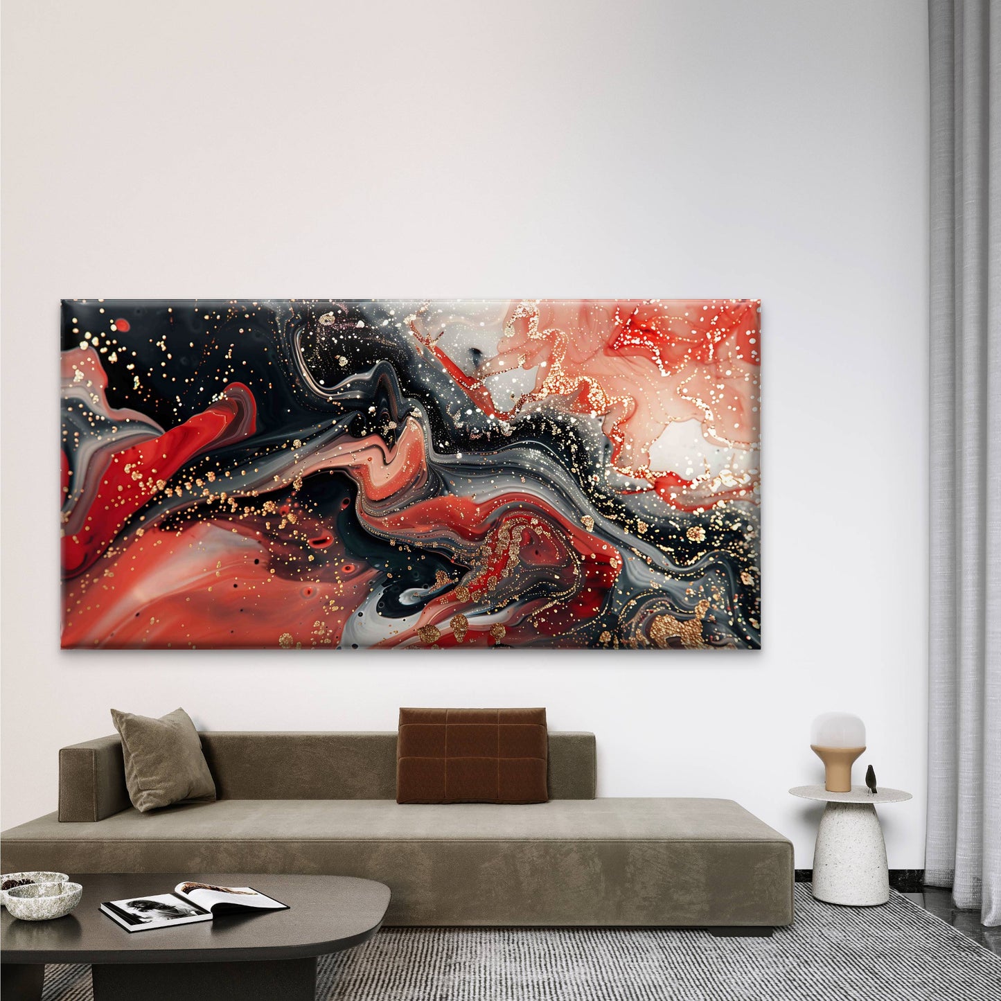 Elegant Abstract Marble Pattern Wall Art Canvas Office Home Room Framed 120x60cm