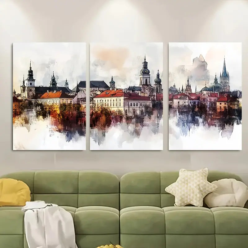 3pcs Featuring Lublin, Poland Metal Print Ready to Hang Art