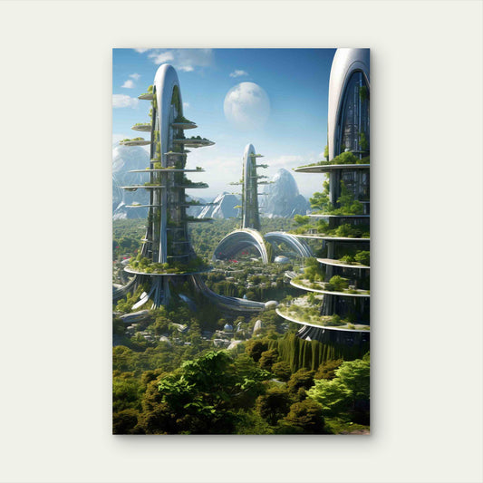 Environmentally Friendly City With Green Spaces 60x90cm Metal Print Ready to Hang