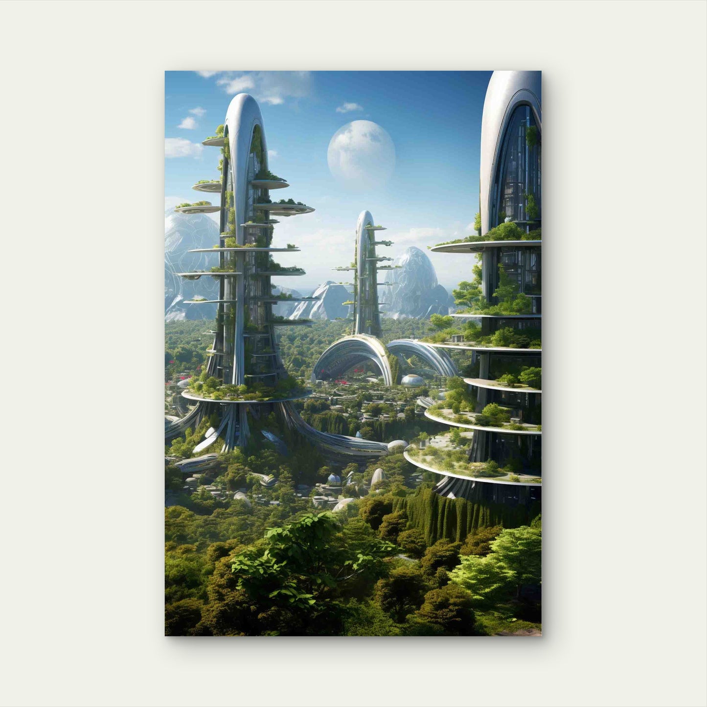 Environmentally Friendly City With Green Space 40x60cm Metal Print Ready to Hang - Bella Home Decor