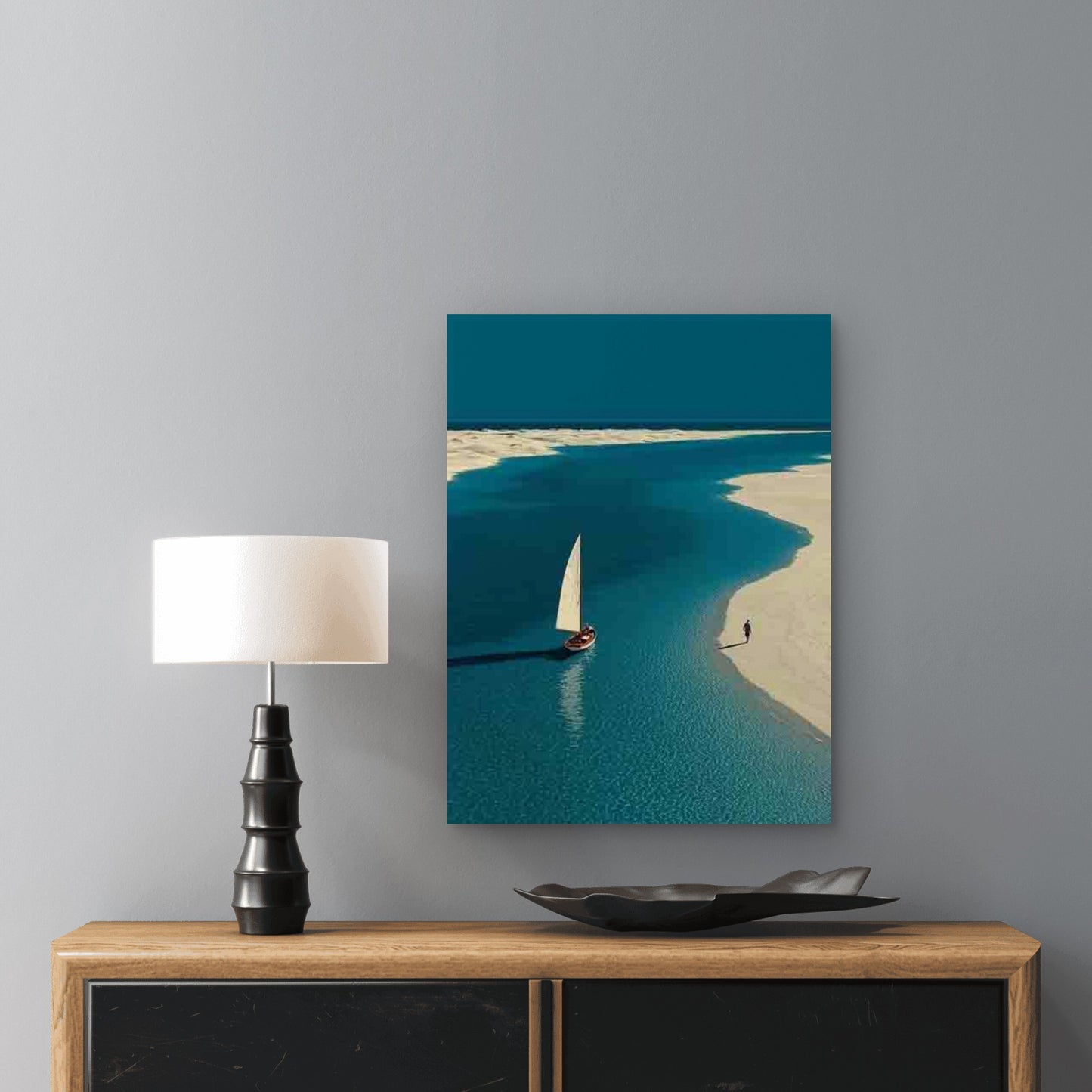 Minimalist Sailboat Artwork 60x90cm Metal Print Ready to Hang